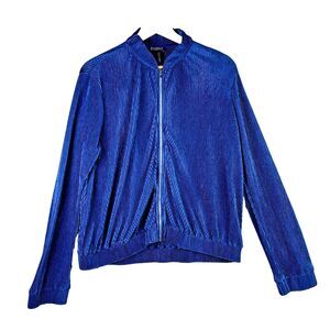 Soho Apparel Womens Bomber Jacket XL Purple Pleated Lightweight Ribbed Zip Up